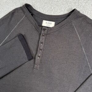 M SINGER Railings Long Sleeve Cotton Henley Gray Shirt 2XL
